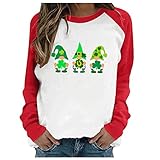 TTlove Damen SweaBluse TshirtDamen Zwerg St. Patrick's Day Druck SweaBluse TshirtLangarmshirt Kapuzenpullover Valentinstag Oversized Pulli Shirt Oberteile Bluse TshirtFrauen Teenager M