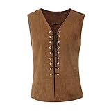 MEIHAOWEI Herren Gothic Steampunk Lace Weste Mittelalter Retro Weste Piraten Performance Weste Halloween Cosplay Kostü