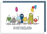 the lazy panda card company 15 Einladungskarten Kindergeburtstag: Monster Party Geburtstagseinladungen Einladungen Geburtstag Kinder Mädchen (15 Karten mit 15 passenden Umschlägen Briefumschlägen)