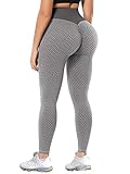 SAITI Frauen Butt Scrunch Push Up Leggings Anti-Cellulite Hohe Taille Butt Lifting Gym Workout Yoga Hosen Gr. XL, B-Grey2