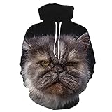 XDJSD Herren Pullover Herren Langarm T-Shirt große Größe Kapuzenpullover Katze 3D Gedruckter Pullover Herren Kapuzenpullover Casual Top