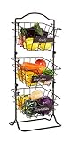 Befano 3-Stöckig Obstkorb, 3 Hängen Metall Körbe Obst Regal mit Matte, Obstregal Gemüseregal Obstschaukel Regal Ständer Obstkörbe Obstschalen Dekoregal Dekoschalen für Obst Gemüse Snacks Kaffeeg