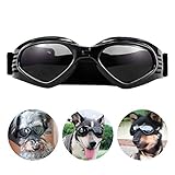 PEDOMUS Hunde Sonnenbrille Verstellbarer Riemen für UV-Sonnenbrillen Wasserdichter Schutz für kleine und mittlere Hunde Schw
