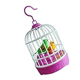 NUOBESTY Singen Und Zwitschern Vogel im Käfig Realistische Geräusche Bewegungen Vogelfiguren Miniaturen ohne Batteriekinder Partygeschenke (Zufällige Farbe)