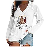 Weihnachten Bluse Damen schwarz Oberteile Damen sexy Chiffon Bluse Damen Shirt rückenfrei Damen lederhemd Damen Bluse v Ausschnitt Damen pullis XXL blusenshirt Oberteile Damen eleg