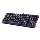 REDRAGON K552 Mechanische Gaming Tastatur Kompakt 87 Tasten für PC Gaming, QWERTY US Layout, (Rote Schalter, LED Regenbogen Beleuchtet)