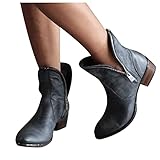 Geilisungren Knöchelstiefel Damen Braun Spitze Stiefeletten Sexy Damen Stiefel Schwarz Mit Absatz Elegant Ankle Boots Rutschfeste Schuhe Arbeit Boots Freizeit Winterstiefel Blockabsatz Schlup