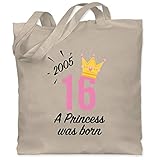 Shirtracer Geburtstagsgeschenk Geburtstag - 16 Geburtstag Mädchen Princess 2005 - schwarz - Unisize - Naturweiß - WM101 - WM101 - Stoffbeutel aus Baumwolle Jutebeutel lange Henk