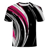 Sunofbeach Unisex 3D T-Shirt Lustige Druck Beiläufige Kurzarm T-Shirts Tee Tops, Dizzy Rose Rot und Schwarz, XXXXL