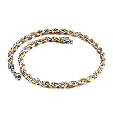 Gualiy Kette Vergoldet 50cm, Kette Edelstahl Damen, Halskette aus Edelstahl mit gedrehter Kette, Kette Gold 5mm 50