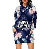SoLu DAY8 Weihnachtskleid Damen Weihnachtspullover Weihnachtspulli Kleid Weihnachts Kostüm Damen Hoodie Kleid Pullover Langarm Sweatshirts Kapuzenpullover mit Weihnachten Motiv Festlich Partyk
