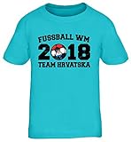 Kroatien Croatia Fußball WM Fanfest Gruppen Kinder T-Shirt Rundhals Mädchen Jungen Team Hrvatska, Größe: 134/146,türk
