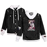 XWKKY Kaguya-sama Love is War Herren Jacke with Pockets In Plus Dicke Sweatjacke Mit Kapuze for Man Sweatshirt Zipper Sweater Fashion Sport Beiläufige Fake Zwei Mäntel Black White 3XL