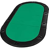 Maxstore Faltbare Pokerauflage „Straight Flush“ mit Tasche, 208x106x3 cm, MDF Platte, gepolsterte Armauflage, 10 Getränkehalter, grü