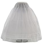 Romantic-Fashion Damen Reifrock Petticoat Tüllrock 2 Reifen Umfang 300cm verstellbar Weiß zum Brautkleid Ballkleid Hochzeitskleid Größe 44