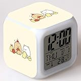 Yangoo Digitaler Wecker Lichtwecker mit LED Licht 7 Farben ändern Datum Temperaturanzeige Nachtlicht für Kinder Erwachsene,F