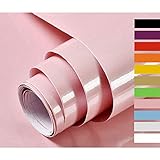 Hode Klebefolie Möbel Rosa Selbstklebende Folie Dekorfolie für Küche Möbelfolie Wasserdicht Vinyl Hochglanz Mit Glitzer Pink 40cmX300