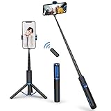 ATUMTEK Bluetooth Selfie Stick Stativ, Erweiterbar 3 in 1 Selfie Stange aus Aluminium mit Kabelloser Fernbedienung um 360° Drehbar für iPhone 12/11 Pro/XS Max/XS/XR/X/8/7, Samsung Smartp