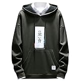XUJY Herren Techwear Hip Hop Hoodie Japanischer Streetwear Patchwork Urban Jumper Mode Herbst Winter Langarm Kapuzenpullover Beiläufig Oversized Kapuzenpulli mit Tasche und Kordelzug