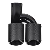 Muffler Pipe Universal Dekorieren Dual-Carbon-Faser-Edelstahl-Auto-Auspuff-Tipps Straight Edge Endrohr Linkes Ende Schalldämpfer-Tipps H-Modell (Größe : Inlet60Outlet114)