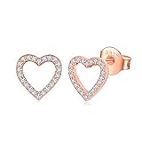 Shuxin Silber Damen Ohrstecker Ohrringe, 925 Sterling Silber Geometrie Ohrstecker Ohrringe, 8mm Rose Gold Herz Ohrstecker Ohrringe, Unisex Klein Schlafen Knorpel Ohrstecker für Frauen M