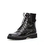 Gabor Damen Schnürstiefeletten, Frauen Schnürstiefeletten,uebergangsschuhe,Women's,Woman,Lady,Ladies,Boots,schwarz(Niete/silb,40.5 EU / 7 U