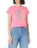 Champion Damen Seasonal Graphic Gallery Crop Boxy Crewneck T-Shirt, Fluorescent Pink, XL