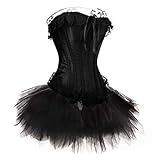 Corsage Kleid Mini Rock Tutu Korsett Gothik Schwarz EUR(32-34) S