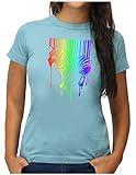 OM3® Zebra-Barcode T-Shirt | Damen | Banksy Rainbow Color Graffiti Street Art Design | M, Hellb