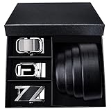 NJBYX 3 + 1 Gürtel Geschenkbox Set Schwarz Echtes Leder Gürtel Automatische Schnalle Abnehmbare Beltsfor Männer Formale Taille Strap (Color : A, Size : 150cm)
