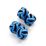 1 Paar Manschettenknöpfe / Seidenknoten / Stoffknoten, blau-schwarz, zweifarbig, Umschlagmanschette, dehnb