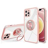 Kompatibel Mit Apple iPhone 13 Pro Hülle Durchsichtig, Handyhülle iPhone 13 Pro Mit Ring Halterung Tragbare hülle, iPhone 13 Pro Case Transparent (Rosa, iPhone 13 Pro)
