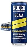 NOCCO BCAA Energy Drink – zuckerfrei, vegan Energy Getränk mit Koffein, Vitaminen und Aminosäuren – Zitrone / Limette, 24 x 330ml ink