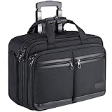 KROSER Trolley Business Rolling Laptop Case mit Rädern Bis zu 17,3 Zoll Laptop wasserdichte Übernacht-Rolltasche mit RFID-Taschen für Reisen/Schule/Männer/Frauen-Schwarz MEHRWEG