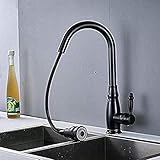 Golden Pull Out Wasserhahn Küchenspüle Wasserhahn Messing Einhebelmischer Küchenmischer Kran Einlochzerstäuber Deckmontierter Auslauf R