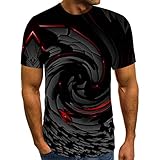 Masrin Herren T-Shirt Frühling Sommer Lässig Fantasy Motiv Tops Schlanke 3D Tie-Dye Bedruckte Pullover Kurzarm O-Ausschnitt Bluse (4XL,Schwarz)