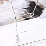 Chenfeng Halskettenanhänger Pin Design Anhänger Halskette für Frauen Lange Kette Quaste Choker Halskette für Frauen Schmuck Freundschaftskette Geburtstag