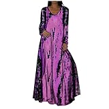 Briskorry Frauen Blumenkleid Übergroßes Damen Sommerkleid Lose Partykleider Langes Kleider Frauen Beiläufig Boho Große Größen Strandkleider Maxik