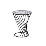 XIANGGUI 1983 Furniture Couchtisch Runder Esstisch aus Metall Beistelltisch Kreativer Kleiner Couchtisch Rundes Spiralförmiges Design for Arbeitsplatte aus gehärtetem Glas Kaffeetisch Laptop