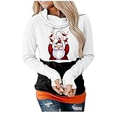 AllinKlei Frauen Weihnachten Musterdruck Langarm Pullover Hoodies lose modische Crewneck Casual Sweatshirt für den W