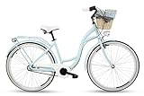 Goetze Style Alu Vintage Retro Citybike Damenfahrrad Hollandrad, 28 Zoll Räder, 3 Gang Shimano Nexus, Tiefeinsteiger, Rücktrittbremsen, Korb mit Polsterung Gratis!