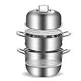 Suppentopf Induktion,Suppentöpfe mit Deckel, Dampfgartopf/Brühtopf, 3-lagiger Gastronomiebetrieb/Haushalt Dampfgarer aus Edelstahl 304, (28-36cm) Geeignet für Gasherd/Induktionsherd (Größe : 28