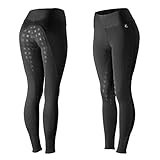HORZE Juliet Reithose Damen, Hyper Flex Reitleggins, Vollbesatz, Silikon Grip, Atmungsaktiv, Schwarz, 34