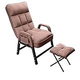OUHZNUX Relaxsessel mit Hocker, Moderner TV-Sessel für Wohnzimmer, Loungesessel mit Schlaffunktion 180 Grad Verstellbarer Rückenlehne, Tragkraft 130 kg, Leinen,