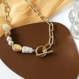 N/Ａ Damen Herren Halsketten Anhänger Schmuck Geschenke Weibliche Schmuck Asymmetrische Perlenkette Halskette für Partygeschenk