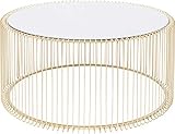 Kare Design Couchtisch Wire Uno Brass Ø80cm, runder, moderner Couchtisch für das Wohnzimmer, mit Gestell in der Farbe Messing und Glasplatte in verspiegelter Optik, (H/B/T) 40,5x80x80
