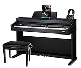 Classic Cantabile DP-A 410 SM E-Piano Set inkl. Bank, Kopfhörer und Schule (Digitalpiano 88 Tasten Hammermechanik, Kopfhöreranschluss, USB, Begleitautomatik, 3 Pedale, inkl. Noten und Hocker) schw