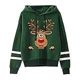 Mymyguoe Weihnachten Pullover Damen Unisex Sweater Teenager Mädchen Familie Set Christmas Reindeer Strickpullover Pulli Top Sweatshirt Rentiermuster Weihnachtsp