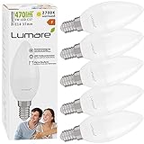 Lumare E14 LED Kerze 5W Ersetzt 35W 410 Lumen 5er Set Watt Energiesparlampe Glühbirne Lampe 2700 Kelvin C35 Leuchtmittel Kerzen-Birne e14 Fassung warmweiss warmweiß