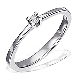 Goldmaid Damen-Ring Trauring, Freundschaftsring, Verlobung 925 Silber rhodiniert Diamant (0.05 ct) Brillantschliff weiß Gr. 58 (18.5) 8 Verlobungsring Diamantring